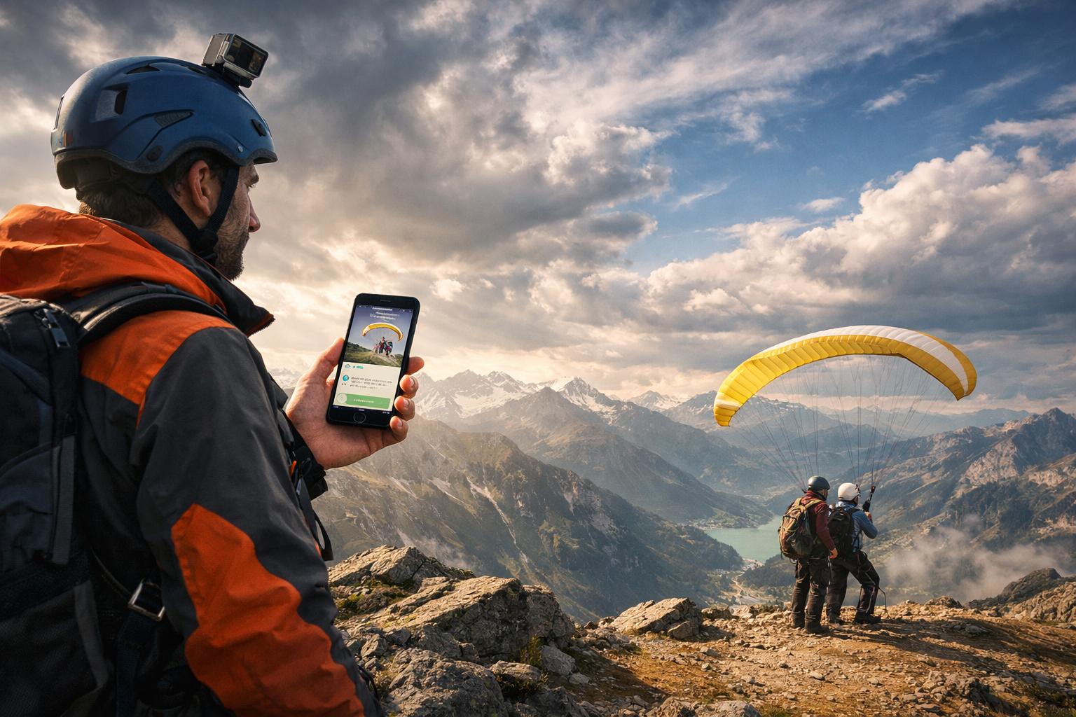 Guide parapente consultant ses réservations en montagne